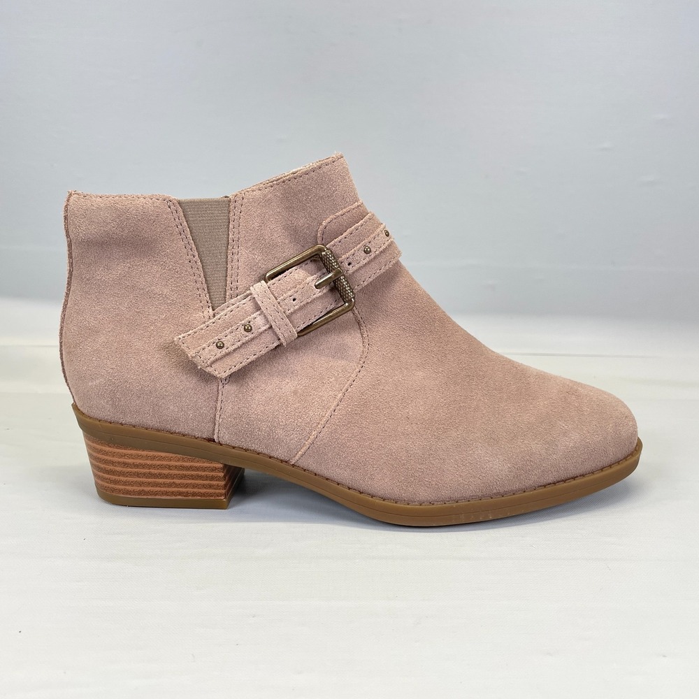 Clarks Danyelle Wish Ankle Boots Womens Size 6.5 M Taupe Suede Zip Up Shoes